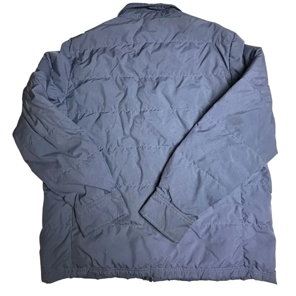 32 Degrees Heat Men’s L Blue Down Puffer Shirt Jacket Shacket Snap Front